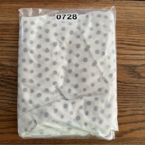 Chico's Layered Chiffon White Black Polka Dot Semi‎ Sheer Short Sleeve Size 1 M - Picture 8 of 8